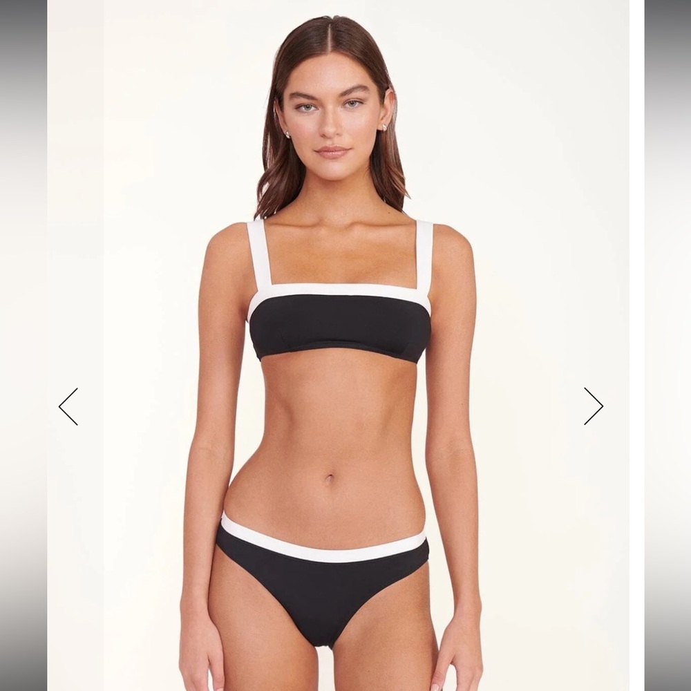 NWT STAUD Gemma Bikini Bottom Black White